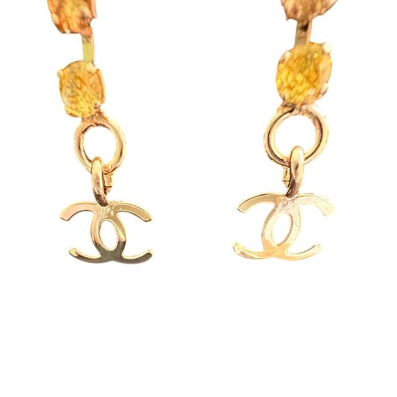 Chanel Light Gold Multi Crystal Dangle CC Earrings Cruise 2024 (CCXX015) - Picture 3 of 6